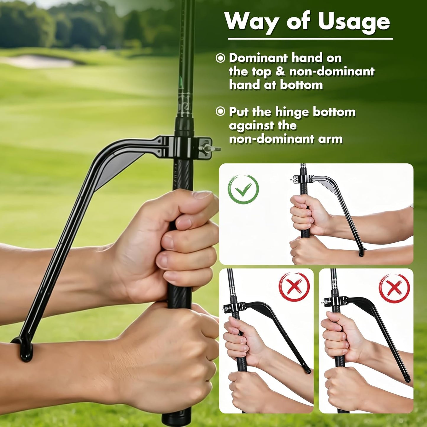 Golf Training Aid - Golf Swing Trainer with Extra-Long Adjustable Lanyard for Posture Correction - High-Density PU Connector Ball for Muscle Memory and Arm Synchronization