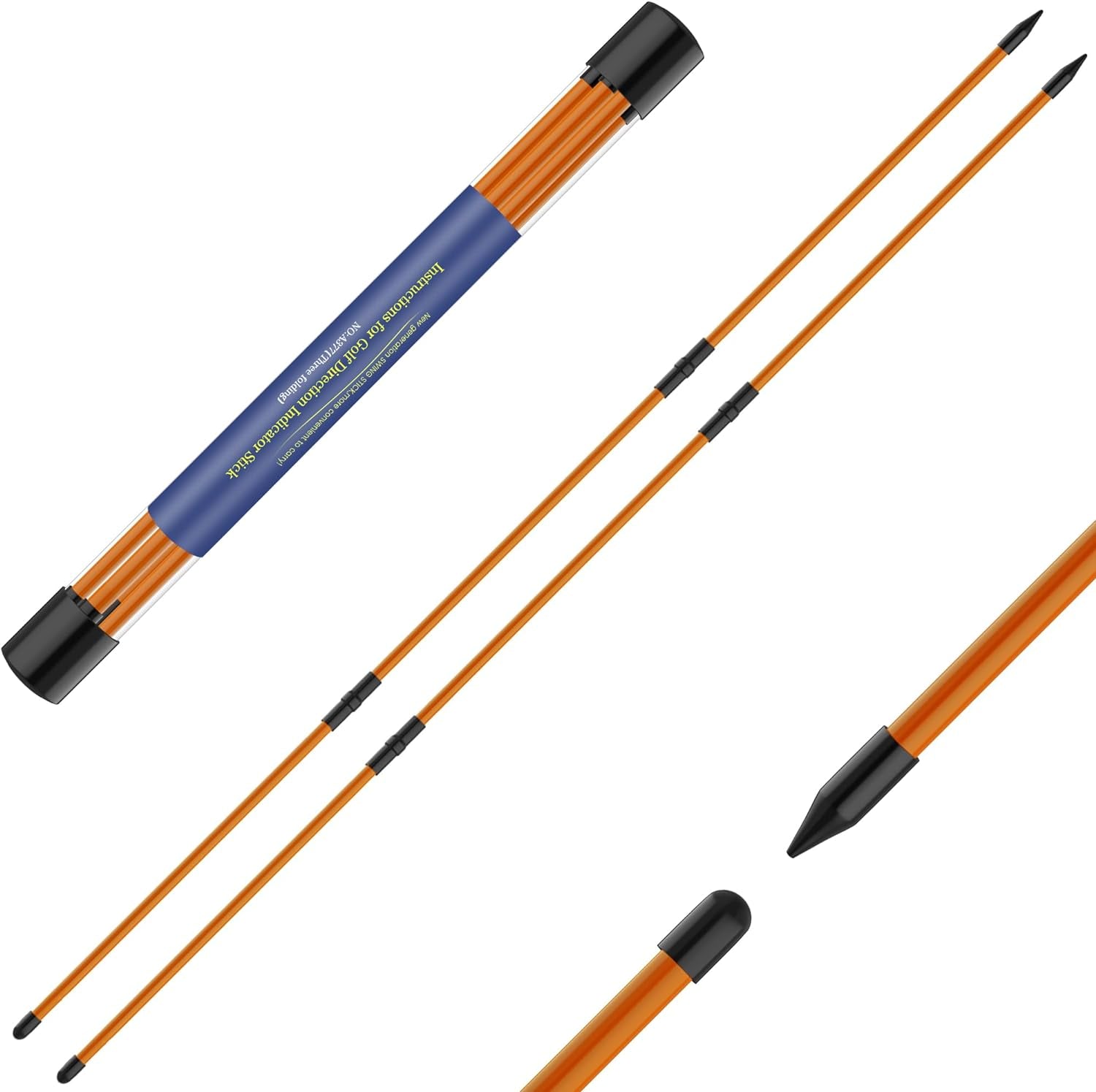 Golf Alignment Sticks 2 Pack,Upgraded 48" Collapsible Alignment Stick Golf Training Aid for Aiming, Putting, Swing Trainer, Golf Training Sticks with Clear Tube Case