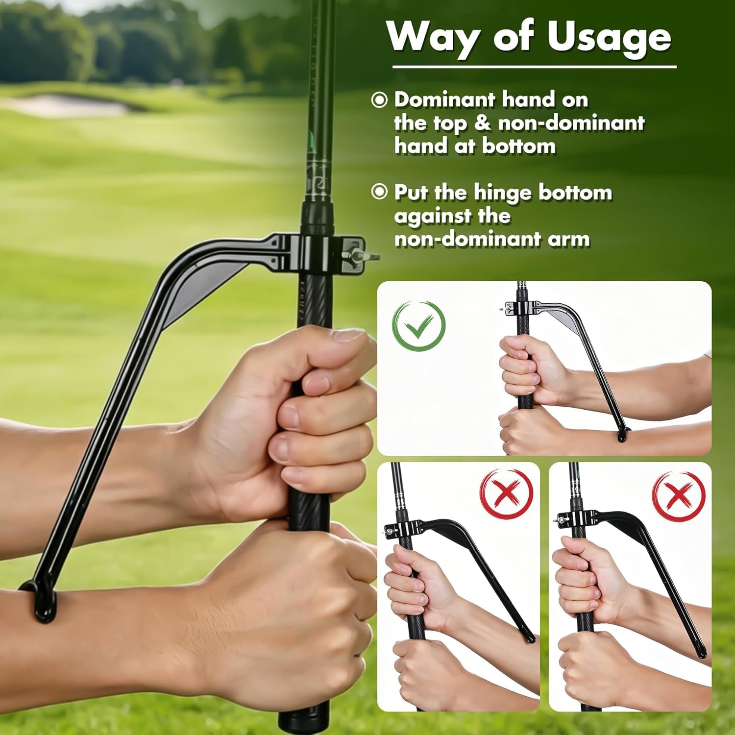 Golf Training Aid - Golf Swing Trainer with Extra-Long Adjustable Lanyard for Posture Correction - High-Density PU Connector Ball for Muscle Memory and Arm Synchronization